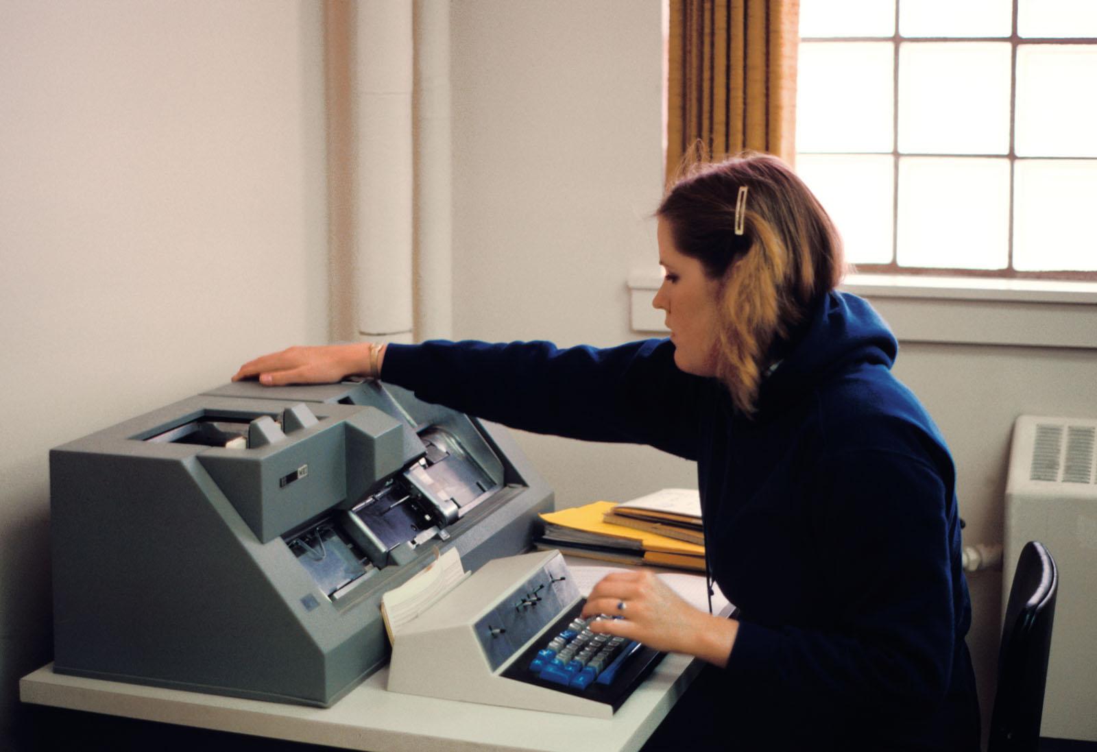 Early computing used IBM punch cards for data files and entry. Punch cards were used at Northwest until 1986.