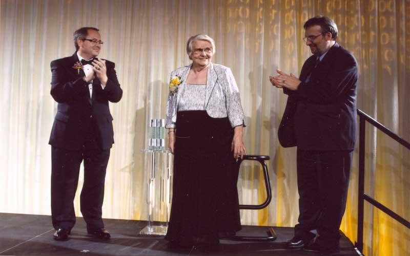 Jean Enshrined in CHM Hall of Fellows | The Computing Museum at Mountain View, Cali., is considered the premiere repository of computing history in the world. The museum presented Jean Jennings Bartik with its Fellow Award, enshrining her in the CHM Hall of Fellows, sometimes described as "the Cooperstown of Computing." (Courtesy of Dr. Jon Rickman, Vice President of Information Technology, Northwest Missouri State University.)